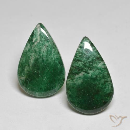 12.89ctw Naturale Verde scuro Avventurina, Forma a pera, Traslucido
