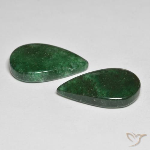 Gemme di Avventurina Verde scuro naturale da 12.89 ct, Forma a pera, Traslucido