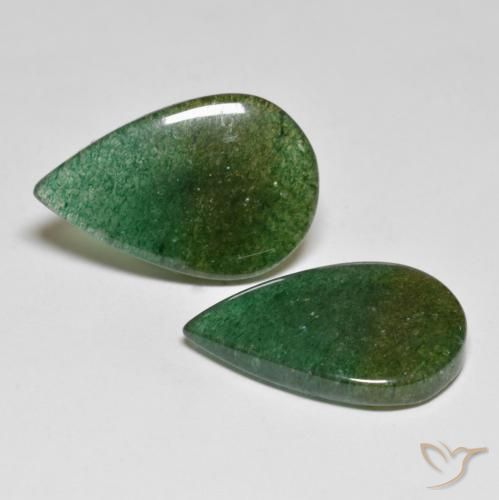 Gemme di Avventurina Verde scuro naturale da 16.26 ct, Forma a pera, Traslucido