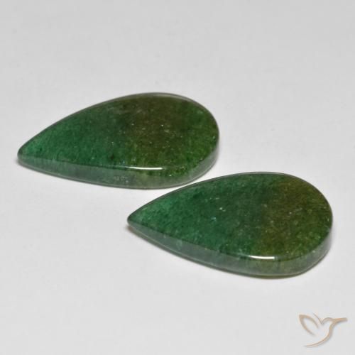 Gemme di Avventurina Verde scuro naturale da 16.26 ct, Forma a pera, Traslucido
