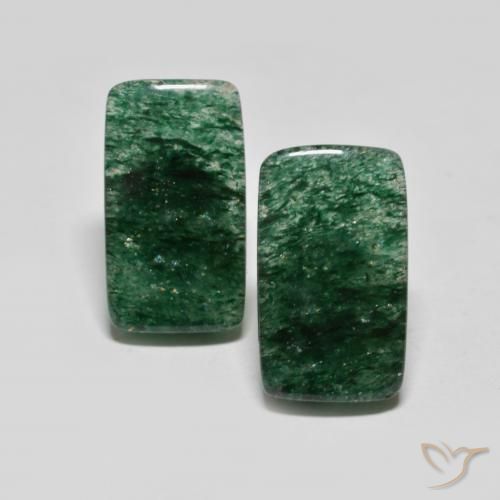 Gemme di Avventurina Verde freddo naturale da 14.76 ct, Taglio a baguette, Traslucido