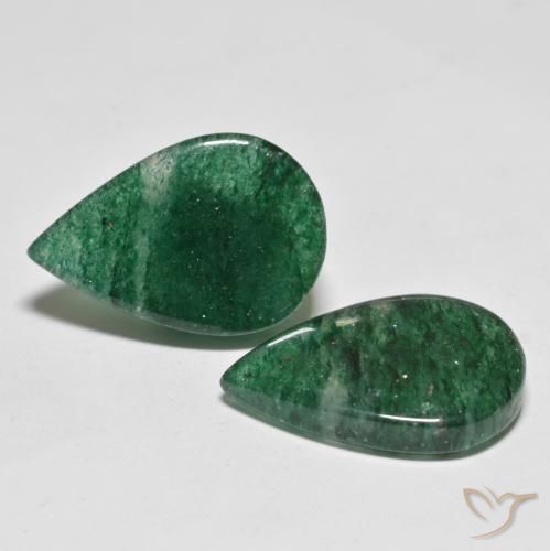 Gemme di Avventurina Verde scuro naturale da 16.74 ct, Forma a pera, Traslucido