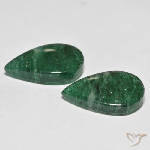 Gemme di Avventurina Verde scuro naturale da 16.74 ct, Forma a pera, Traslucido