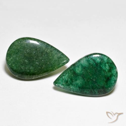 12.15ctw Naturale Verde scuro Avventurina, Forma a pera, Traslucido