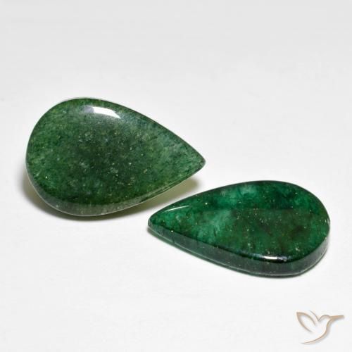 Gemme di Avventurina Verde scuro naturale da 12.15 ct, Forma a pera, Traslucido