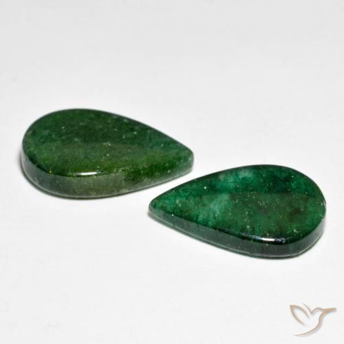 Gemme di Avventurina Verde scuro naturale da 12.15 ct, Forma a pera, Traslucido