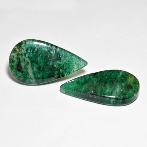 Gemme di Avventurina Verde scuro naturale da 16.42 ct, Forma a pera, Traslucido