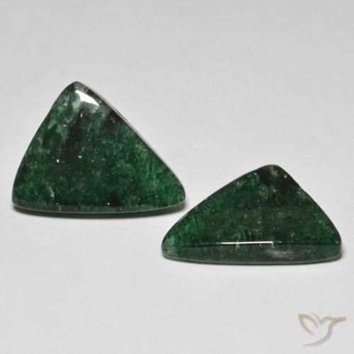 Gemme di Avventurina Verde Pino naturale da 15.57 ct, Taglio trillion, Traslucido