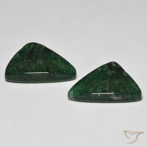 Gemme di Avventurina Verde Pino naturale da 15.57 ct, Taglio trillion, Traslucido