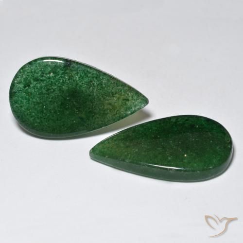 Gemme di Avventurina Verde scuro naturale da 24.46 ct, Forma a pera, Traslucido