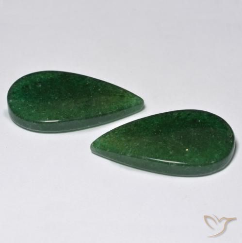 Gemme di Avventurina Verde scuro naturale da 24.46 ct, Forma a pera, Traslucido