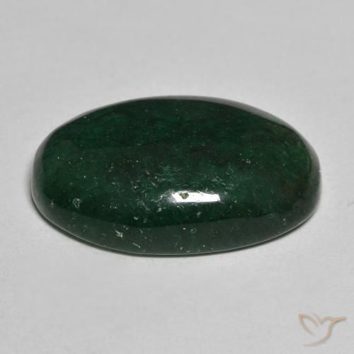 Avventurina verde scuro naturale da 15,61 ct, taglio ovale, traslucido