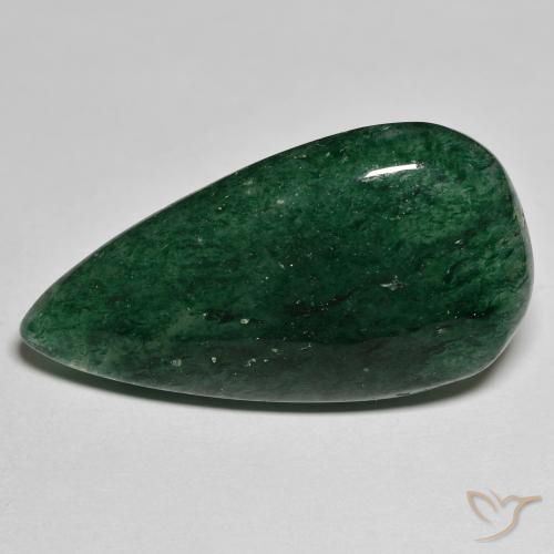 Avventurina Verde foresta naturale da 26.94 ct, Forma a pera, Traslucido