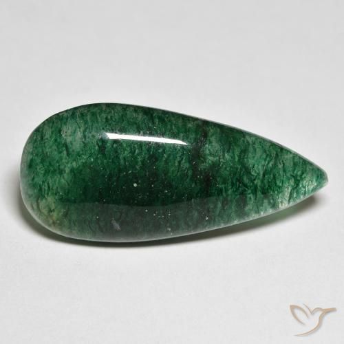 Avventurina Verde Pino naturale da 17.57 ct, Forma a pera, Traslucido