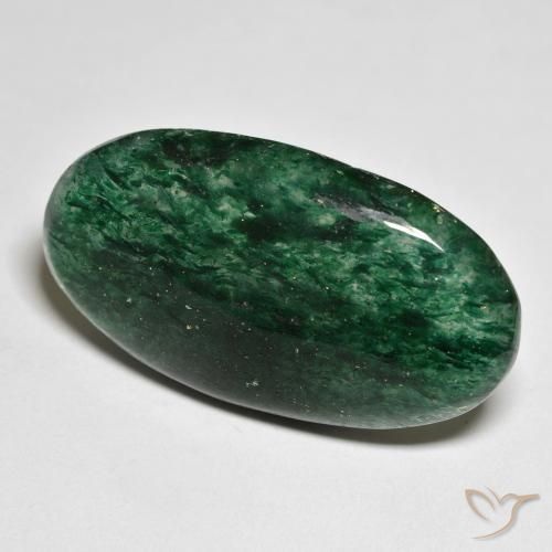 Avventurina naturale verde da 26,71 ct, taglio ovale, traslucido