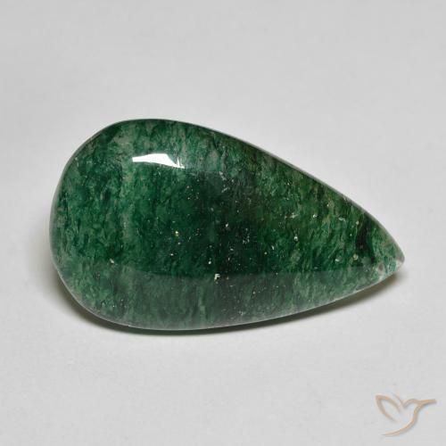 Avventurina Verde foresta naturale da 12.63 ct, Forma a pera, Traslucido