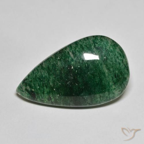 Avventurina Verde foresta naturale da 12.63 ct, Forma a pera, Traslucido