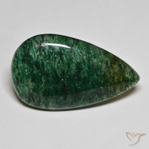 22.73ct Naturale Fresco verde foresta Avventurina, Forma a pera, Traslucido