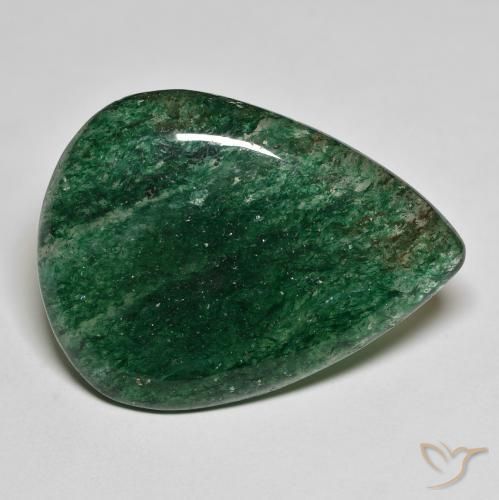 26.04ct Naturale Verde scuro Avventurina, Forma a pera, Traslucido