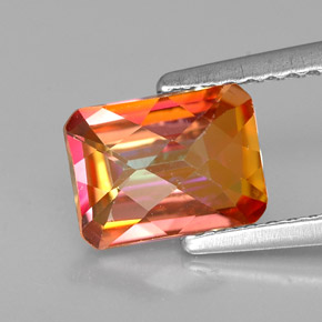 Topazio azotic naturale multicolore da 1,63 ct, taglio smeraldo, VVS