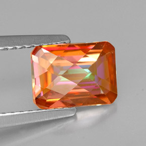 Topazio azotic naturale multicolore da 1,63 ct, taglio smeraldo, VVS