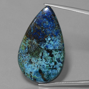 Azzurrite naturale blu da 40,30 ct, taglio a pera, opaco