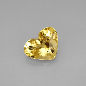Berillo naturale giallo da 1,52 ct, a forma di cuore, VVS