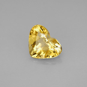 Berillo naturale giallo da 1,52 ct, a forma di cuore, VVS