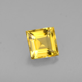Berillo naturale giallo da 0,55 ct, quadrato, VVS