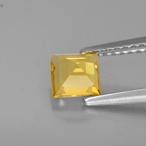 Berillo naturale giallo da 0,55 ct, quadrato, VVS