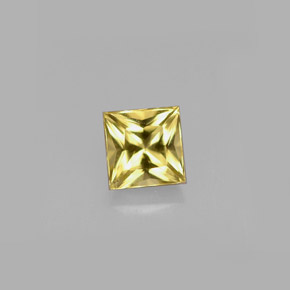 Berillo naturale giallo da 0,52 ct, quadrato, VVS
