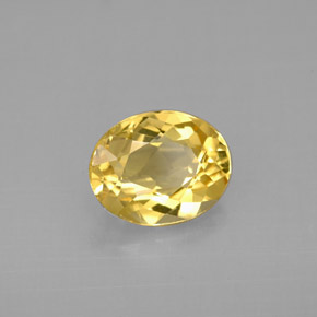 Berillo naturale giallo da 1,70 ct, taglio ovale, VVS