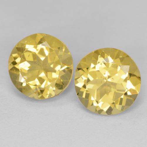 Gemme di berillo giallo dorato chiaro naturale da 3,73 ct, taglio rotondo, VS