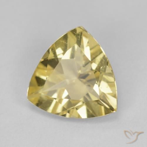 Berillo Giallo caldo naturale da 1.32 ct, Taglio trillion, VVS-VS
