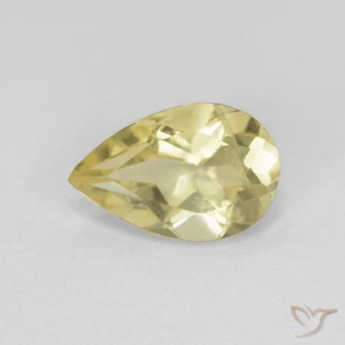 Berillo Giallo medio-chiaro naturale da 0.84 ct, Forma a pera, VS