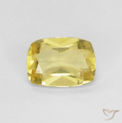 Berillo naturale giallo da 0,75 ct, taglio a cuscino, VS