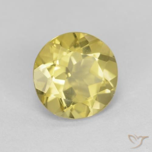 Berillo Giallo medio naturale da 1.24 ct, Rotondo, VVS-VS