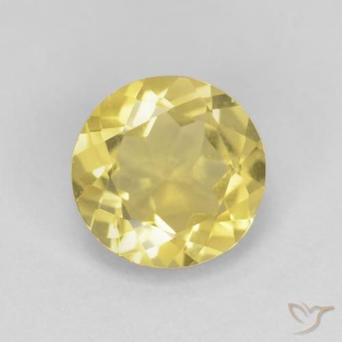 Berillo Giallo chiaro naturale da 1.23 ct, Rotondo, VVS-VS