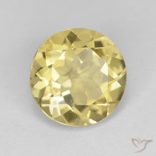 Berillo Giallo medio-chiaro naturale da 2.35 ct, Rotondo, VVS