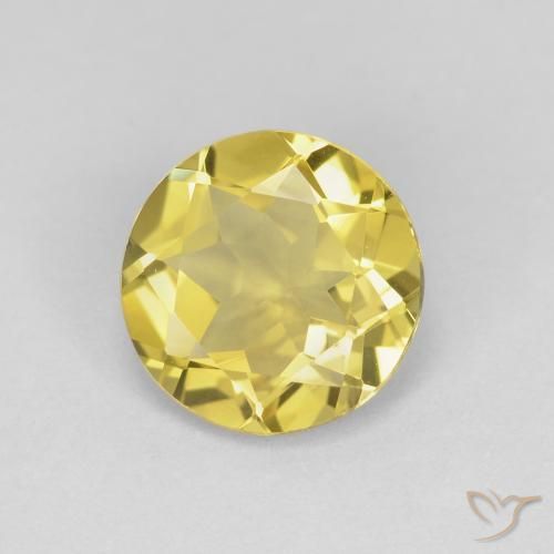 Berillo Giallo medio-chiaro naturale da 1.48 ct, Rotondo, VVS