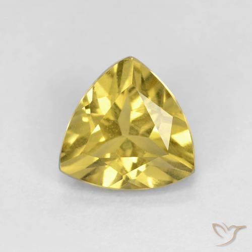 Berillo Giallo medio naturale da 1.08 ct, Taglio trillion, VVS-VS