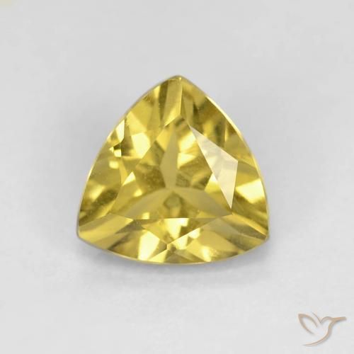 Berillo Giallo medio naturale da 1.08 ct, Taglio trillion, VVS-VS