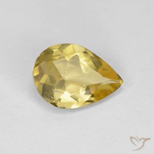 Berillo Giallo chiaro naturale da 0.98 ct, Forma a pera, VVS-VS