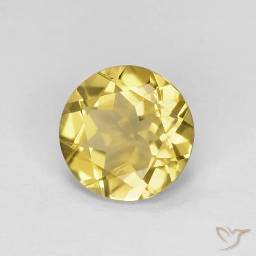 Berillo Giallo dorato chiaro naturale da 1.09 ct, Rotondo, VVS-VS