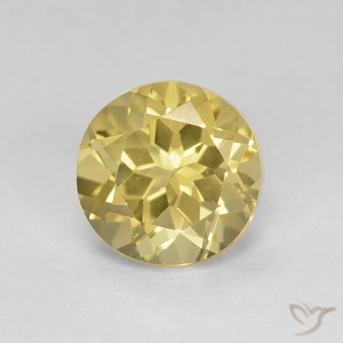 1.48ct Naturale Giallo chiaro Berillo, Rotondo, VVS-VS