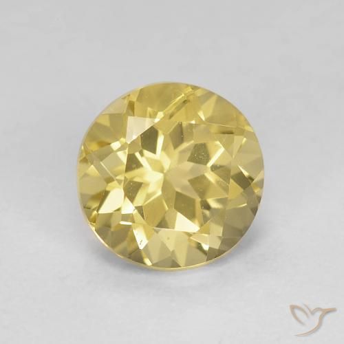 Berillo Giallo chiaro naturale da 1.48 ct, Rotondo, VVS-VS