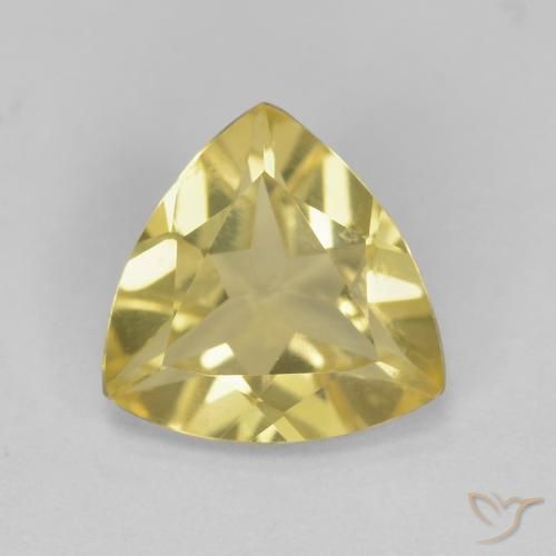 Berillo Giallo terroso naturale da 1.25 ct, Taglio trillion, VVS-VS