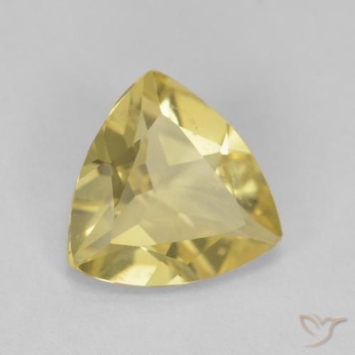 Berillo Giallo terroso naturale da 1.25 ct, Taglio trillion, VVS-VS