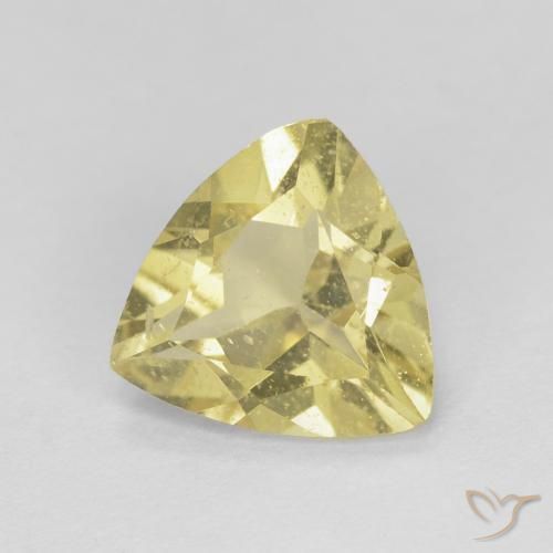 Berillo Giallo Digione molto chiaro naturale da 1.25 ct, Taglio trillion, VS