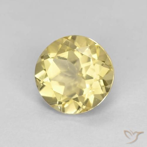 Berillo Giallo dorato chiaro naturale da 1.46 ct, Rotondo, VVS